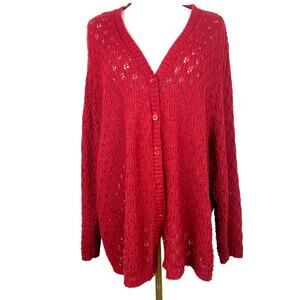 Vintage Woman Cardigan Sz XXL Crochet Cottage Oversized Cozy Granny Whimsigoth